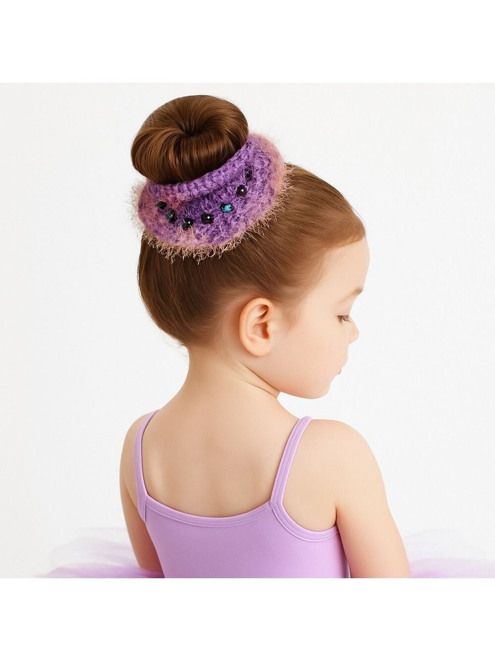 Balletcore Tutu Scrunchie Handmade Purple Ballerina Bun accessory Upcycled Beads